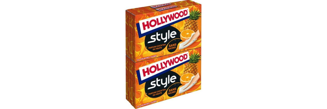 Hollywood Chewing Gum Fruits Sans Sucres 84 Dragées