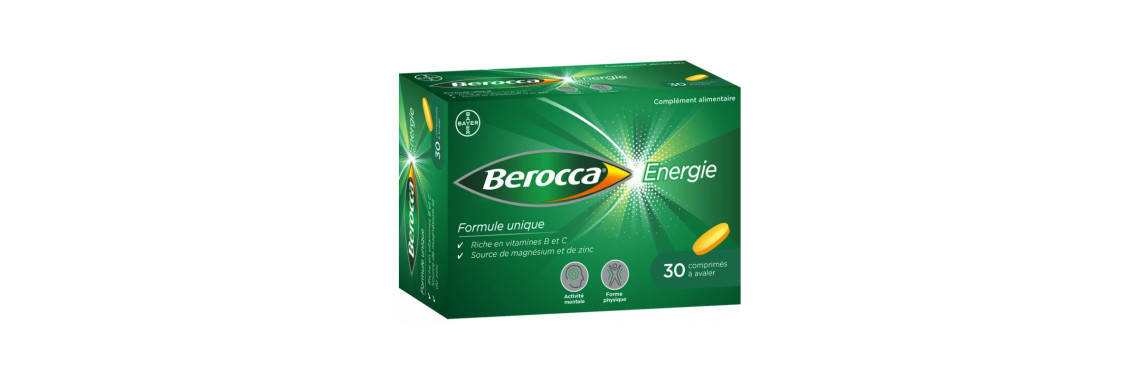 Complément Alimentaire Berocca Energie Vitamines B + C Bayer Boîte 30 Comprimés Effervescents