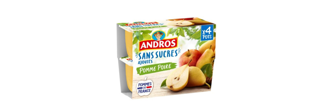 Andros Compote Pomme Sans Sucres Ajoutés 4x100g