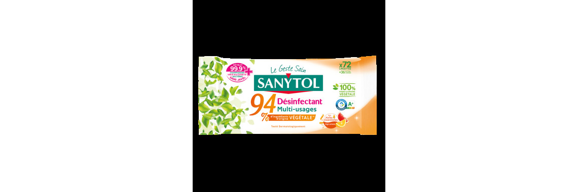 Lingettes Désinfectantes Sanytol Multi-Surfaces 72 Lingettes