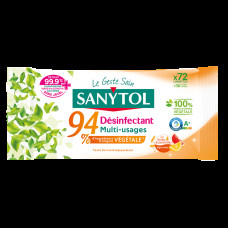 Lingettes Désinfectantes Sanytol Multi-Surfaces 72 Lingettes