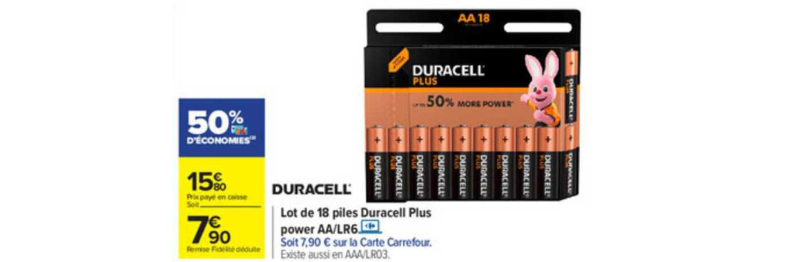 Duracell Plus Power AA LR6 Lot de 4 Piles Alcalines